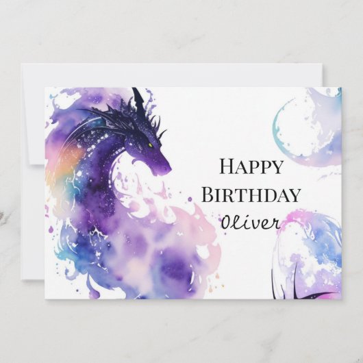 Schattigee betoverde drakenverjaardag kaart (Voorkant)