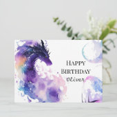 Schattigee betoverde drakenverjaardag kaart (Staand voorkant)