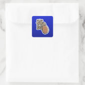 Schattigee Bever; Blauw Vierkante Sticker (Tas)