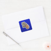 Schattigee Bever; Blauw Vierkante Sticker (Envelop)
