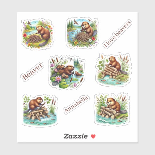 Schattigee bever dierenvrienden sticker (Vel)