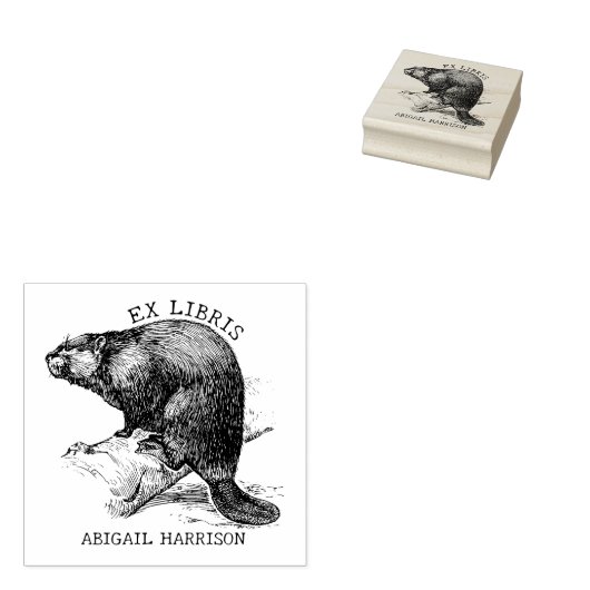 Schattigee  Bever, Ex Libris Boek Rubberstempel (Gestempeld)