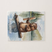 Schattigee Bever met Stick Kinder Gepersonaliseerd Legpuzzel (Horizontaal)