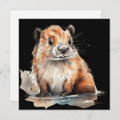 Schattigee bever Platte Kaart (Voorkant / Achterkant)