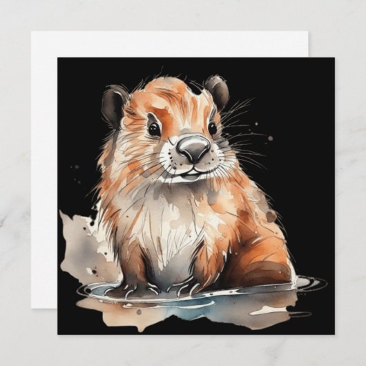 Schattigee bever Platte Kaart (Voorkant / Achterkant)