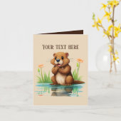 Schattigee bever tekst toevoegen voor elk doel kaart (Gele Bloem)