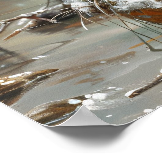 Schattigee bever tijdens winterolieverfschilderij poster (Hoek)