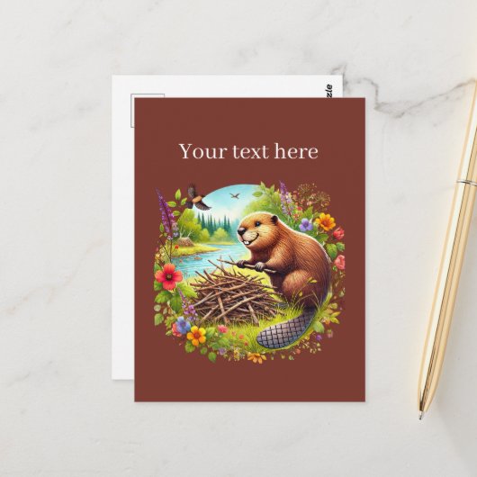 Schattigee beverliefhebbers tekst toevoegen briefkaart (Voorkant / Achterkant in situ)