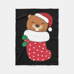 Schattigee bevers in kerstkousen voor kerst fleece deken