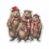 Schattigee Bevers in Sjaals Sticker (Voorkant)