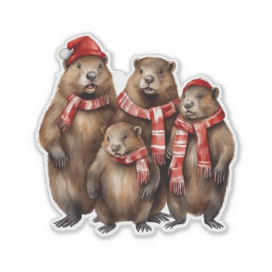 Schattigee Bevers in Sjaals Sticker (Voorkant)
