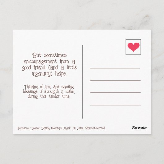 Schattigee bewegende bergengel aanmoediging briefkaart (Achterkant)