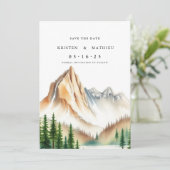 Schattigee bewerkbare berg save the date (Staand voorkant)