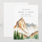 Schattigee bewerkbare berg save the date (Voorkant / Achterkant)