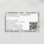 Schattigee bewerkbare Daisy Floral aangepaste Logo Visitekaartje (Achterkant)