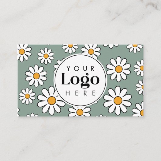 Schattigee bewerkbare Daisy Floral aangepaste Logo Visitekaartje (Voorkant)