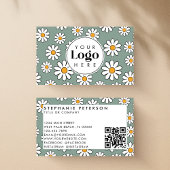 Schattigee bewerkbare Daisy Floral aangepaste Logo Visitekaartje