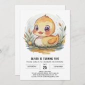 Schattigee bewerkbare eendenverjaardag kaart (Voorkant / Achterkant)