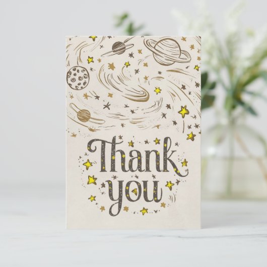 Schattigee bewerkbare Galaxy Celestial Bedankkaart (Staand voorkant)