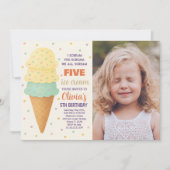 Schattigee bewerkbare Ice Cream Party Invitation Kaart (Voorkant)