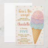 Schattigee bewerkbare Ice Cream verjaardagsuitnodi Kaart (Voorkant / Achterkant)