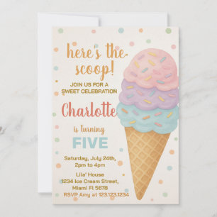 Schattigee bewerkbare Ice Cream verjaardagsuitnodi Kaart
