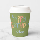 Schattigee bewerkbare naam Groene Picknick Verjaar Papieren Bekers (Achterkant)