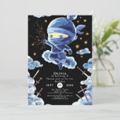 Schattigee bewerkbare Ninja Verjaardag Kaart (Staand voorkant)