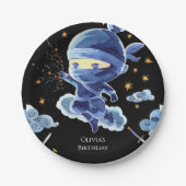 Schattigee bewerkbare Ninja Verjaardag Papieren Bordje (Voorkant)