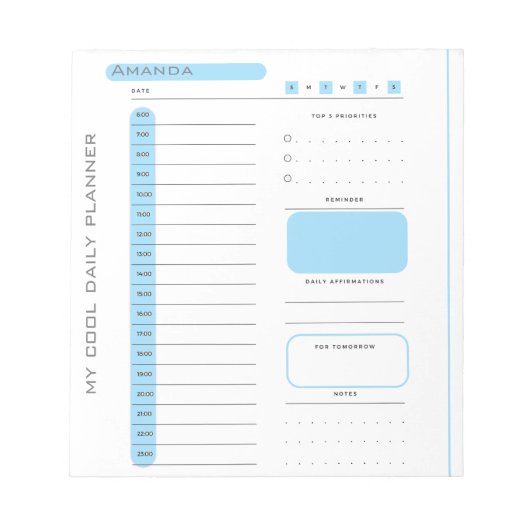 Schattigee bewerkbare Tear Away Daily Planner Notitieblok (Voorkant)