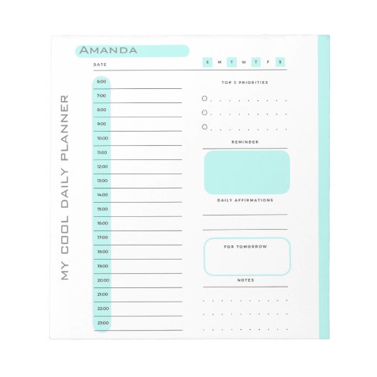 Schattigee bewerkbare Tear Away Daily Planner Notitieblok (Voorkant)