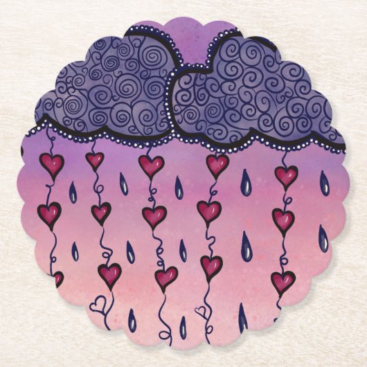 Schattigee bewolking, harten en regendruppels kartonnen onderzetters (Voorkant)