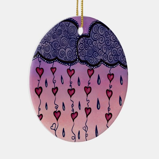 Schattigee bewolking, harten en regendruppels keramisch ornament (Rechts)