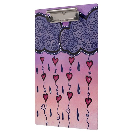 Schattigee bewolking, harten en regendruppels klembord (Links)