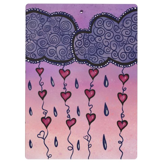 Schattigee bewolking, harten en regendruppels klembord (Achterkant)