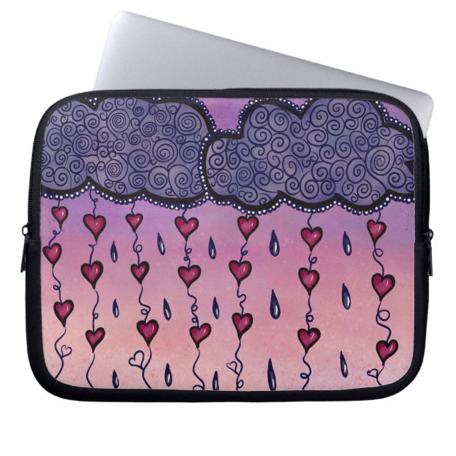 Schattigee bewolking, harten en regendruppels laptop sleeve (Voorkant)