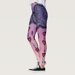 Schattigee bewolking, harten en regendruppels leggings