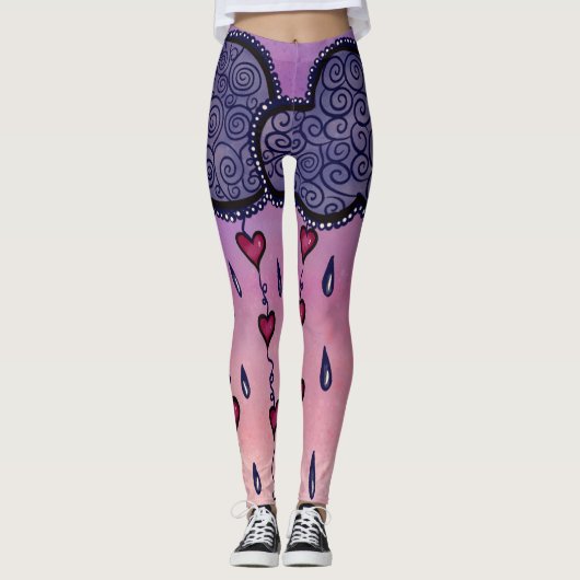 Schattigee bewolking, harten en regendruppels leggings (Voorkant)