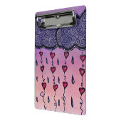 Schattigee bewolking, harten en regendruppels mini klembord (Angled2)