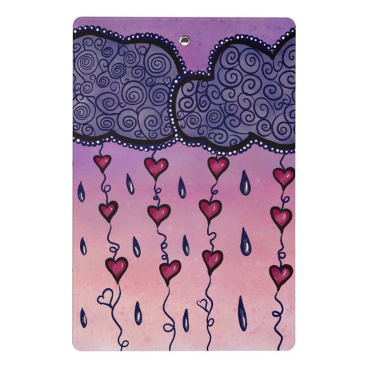 Schattigee bewolking, harten en regendruppels mini klembord (Achterkant)