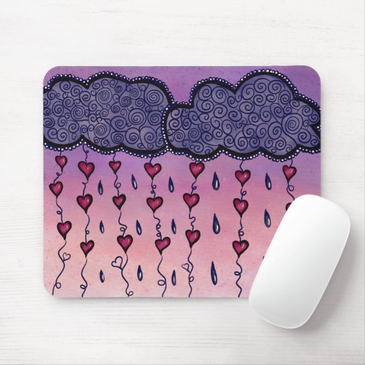 Schattigee bewolking, harten en regendruppels muismat (Met muis)