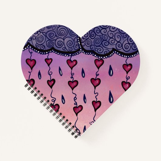 Schattigee bewolking, harten en regendruppels notitieboek (Voorkant)