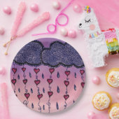 Schattigee bewolking, harten en regendruppels papieren bordje (Feest)