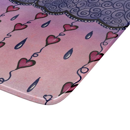 Schattigee bewolking, harten en regendruppels snijplank (Hoek)