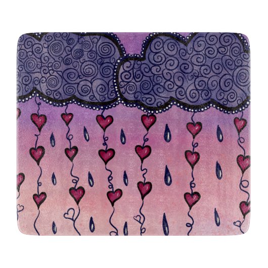 Schattigee bewolking, harten en regendruppels snijplank (Voorkant)