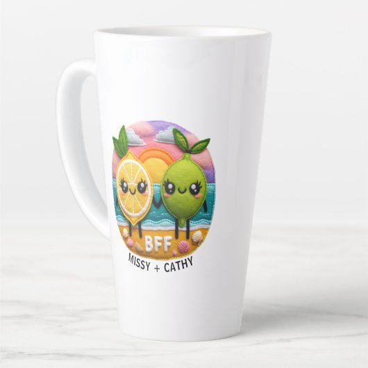 Schattigee BFF Quote Citroen en Limoen-tekens Zons Latte Mok (Linkerhoek)