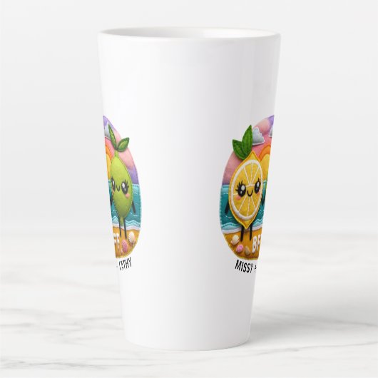 Schattigee BFF Quote Citroen en Limoen-tekens Zons Latte Mok (Voorkant)