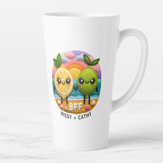 Schattigee BFF Quote Citroen en Limoen-tekens Zons Latte Mok (Rechts)