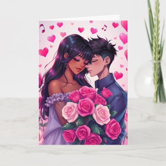 Schattigee bi-raciale anime gepersonaliseerde Vale Kaart (Voorkant)