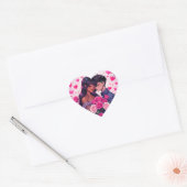 Schattigee bi-raciale anime-Valentijnsdag Hart Sticker (Envelop)